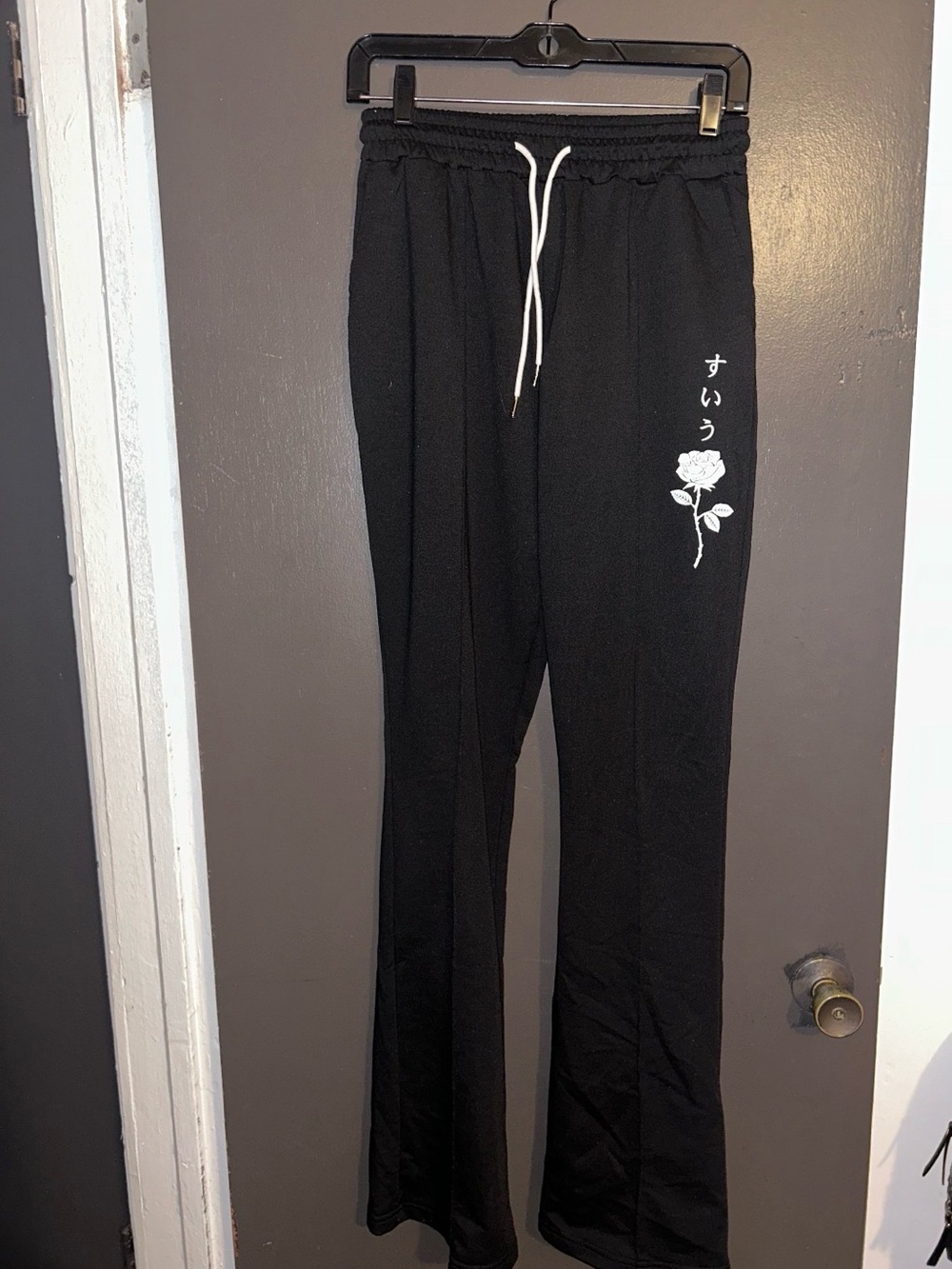 Black Mens Drawstring Sweatpants with Side Graphic